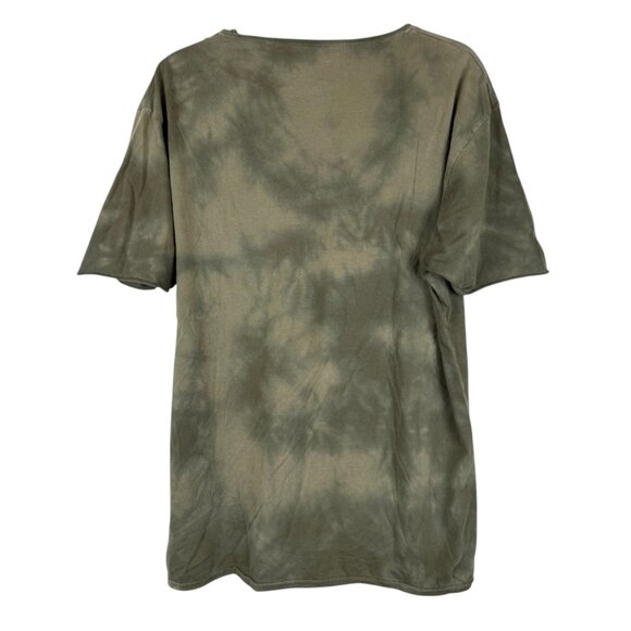 ZARA Army Green Tie Dye Short Sleeve Circle Neck Tee Shirt - Large - Picture 2 of 5